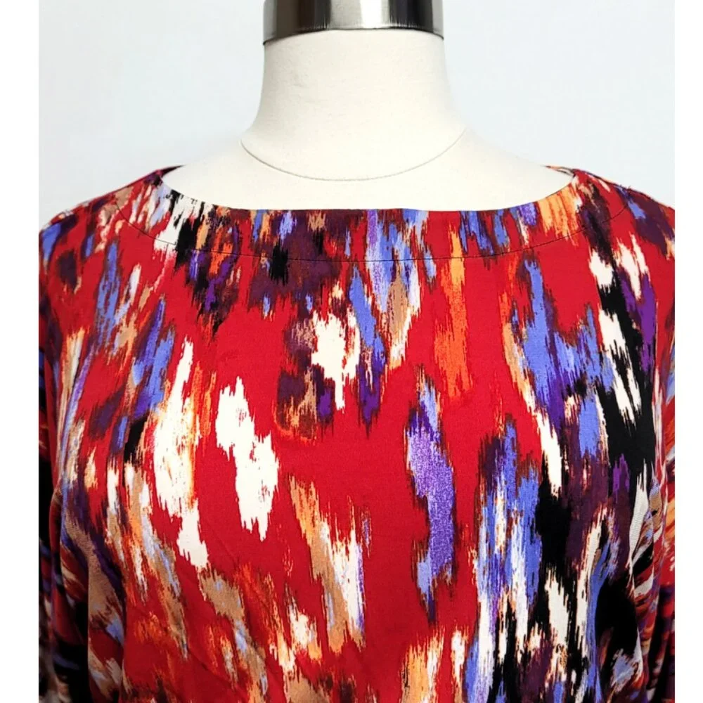 Emma & Michele Multi Color Abstract Drawstring Waist Mini Dress XL